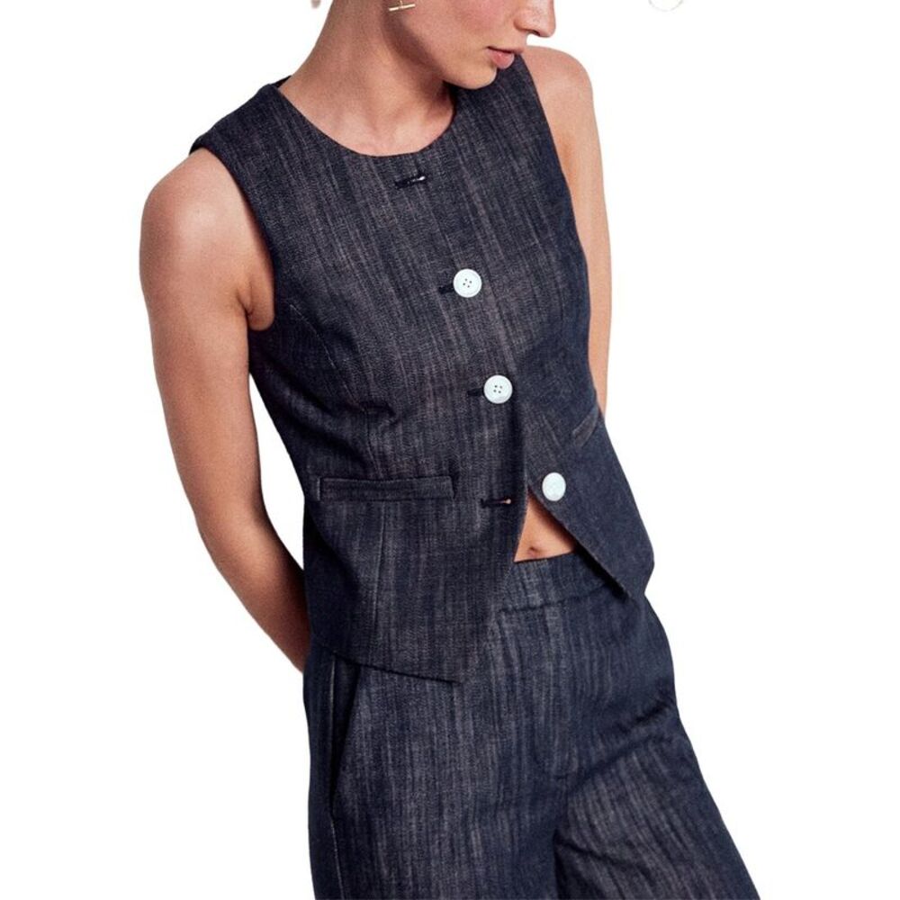 Boden Womens Tailored Twill Waistcoat, Navy